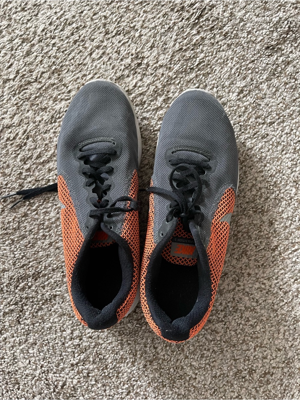Nike Men's Gray and Orange Mesh Running Shoes
